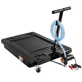 VEVOR Low Profile Oil Drain Pan, 17 Gallon Oil Drain Pan with Pump, Oil Change Pan with 180W Electric Pump, 8.2ft Hose & Folding Handle