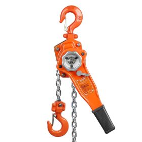 VEVOR Hand-Operated Chain Lift, 1650 lbs Load, 5ft Length, G80 Zinc-Coated Steel, Dual-Pawl Brake System, Automatic Chain Guide & Swivel Hook