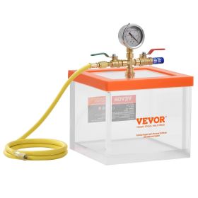 VEVOR 2 Gallon Vacuum Chamber, Upgraded Multipurpose Acrylic Vacuum Degassing Chamber, Transparent Vacuum Chamber, for Resin Degassing