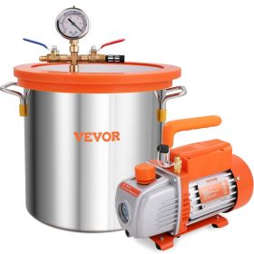 VEVOR 3 Gallon Vacuum Chamber and 3.5 CFM Pump Kit, Tempered Glass Lid Vacuum Degassing Chamber Kit, Single Stage Vacuum Pump with 250 ml Oil Bot
