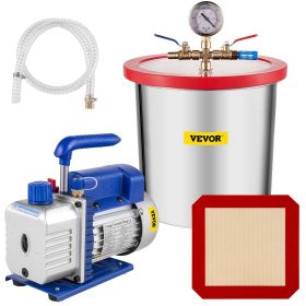 VEVOR Vacuum Pump 3.6CFM 1/4 HP Single Stages HVAC A/C Refrigeration Kit 5PA Ultimate Vacuum Manifold Gauge Set Including 3 Gallon Vacuum Chamber
