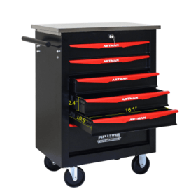 6 Drawers Multifunctional Tool Cart With Wheels,Metal Rolling Tool Cart Storage For Garage Workshop Warehouse Repair Shop--With Stainless Steel R (Option: BlackRed)