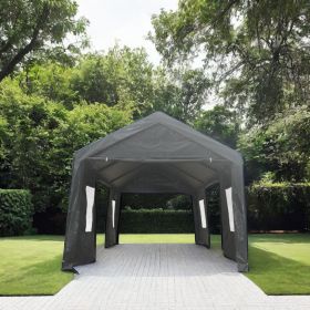 10x20ft Gazebo Party Tent Heavy Duty Canopy Carport Outdoor Portable Garage Grey (Color: Grey)