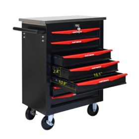7 Drawers Multifunctional Tool Cart With Wheels,Metal Rolling Tool Cart Storage For Garage Workshop Warehouse Repair Shop--With Stainless Steel R (Option: BlackRed)