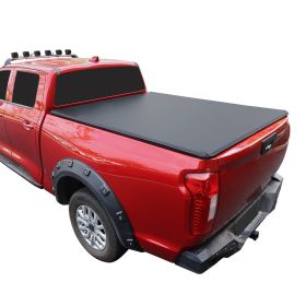 5.5FT Soft Roll Up Truck Bed Tonneau Cover For 2009-2024 Ford F150 F-150 On Top (Color: Black)