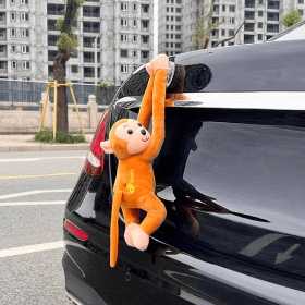 Tailwind Monkey Decro For Car, Hanging Monkey Stuffed Animal Car Tail Exterior Decoration, Adorable Wind-Braving Plush Monkeys, Interesting Car C (Color: Brown)