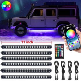 6x Car Underglow Neon Accent Strip Lights Kit RGB Million Multi-Color Music Lamp (Option: 6PCS)