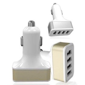 QUAD PORTS USB Car Adapter and Charger (Color: Blue)